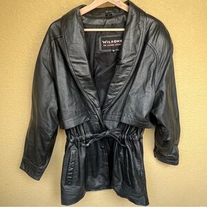 Wilson Women's Classic Black Leather Jacket Moto Mobwife Trendy - Sz M